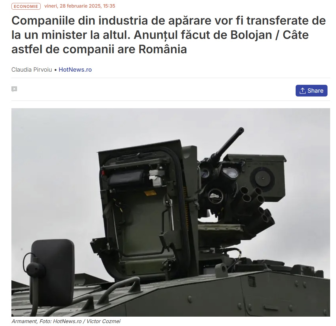 Read more about the article Pot specialistii csia să se implice în noul proiect de transfer al unor capacități de productie de aparare în subordinea M.Ap.N.?