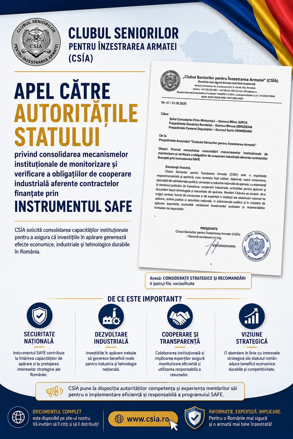 Read more about the article „Investițiile în apărare produc efecte strategice durabile atunci când consolidează, în egală măsură, securitatea națională și capacitatea industrială a statului.” Analiza CSÎA- recomandări!