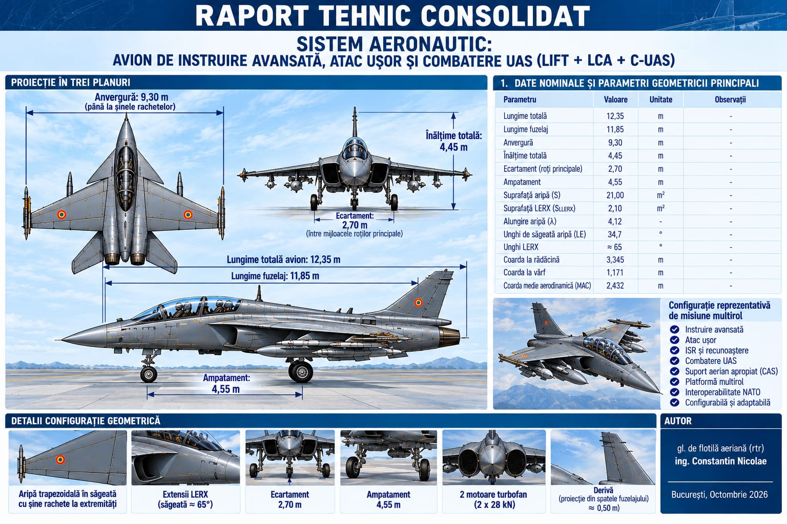 Read more about the article AVION DE INSTRUIRE AVANSATĂ, ATAC UȘOR ȘI COMBATERE UAS (LIFT+LCA+C-UAS)